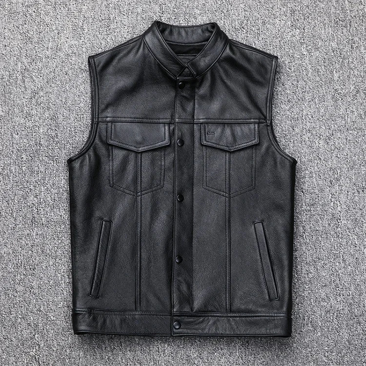 Motorcycle Riding Vest Zipper Button Motorcycle Casual Leather Vest Leather Vest Motorcycle