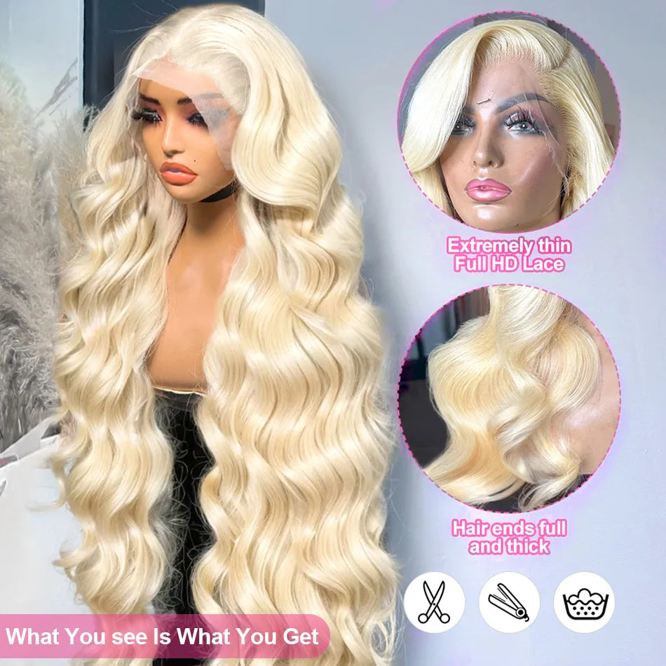 Addictive 40 Inch 250 Density 613 Human Hair Wig 13x6 Hd Lace Frontal Wig Body Wave Lace Front Wigs Honey Blonde Human hair Wig