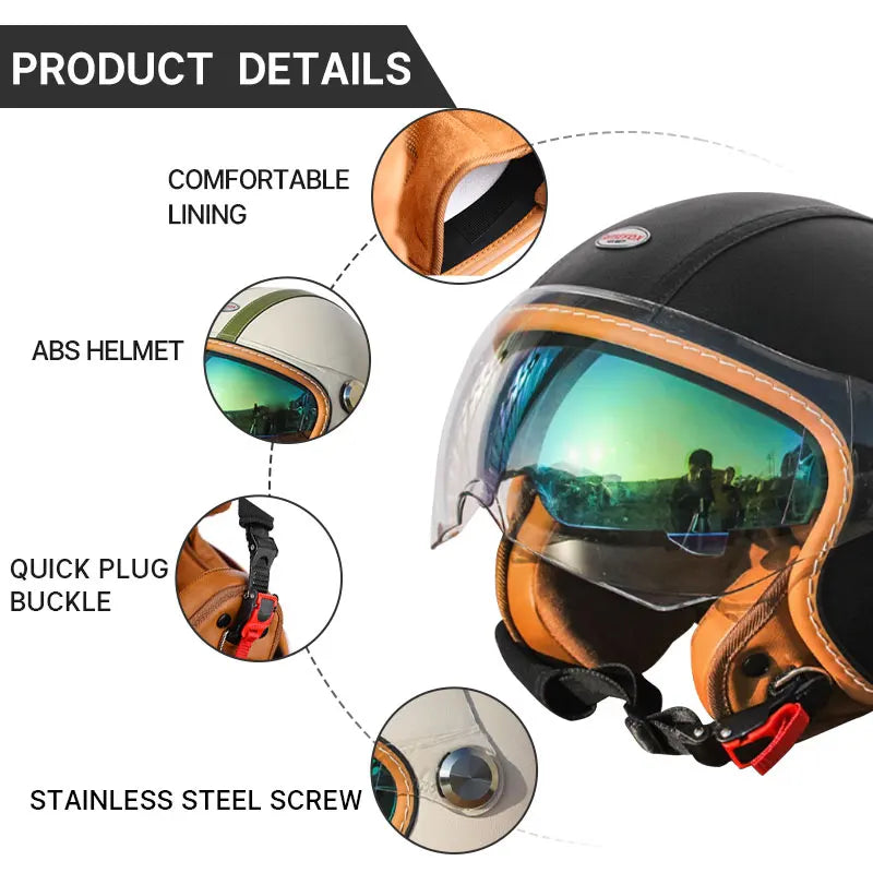 Handmade leather dot certified helmet helmet motorcycle for men for fall and winter seasons capacete de moto masculino