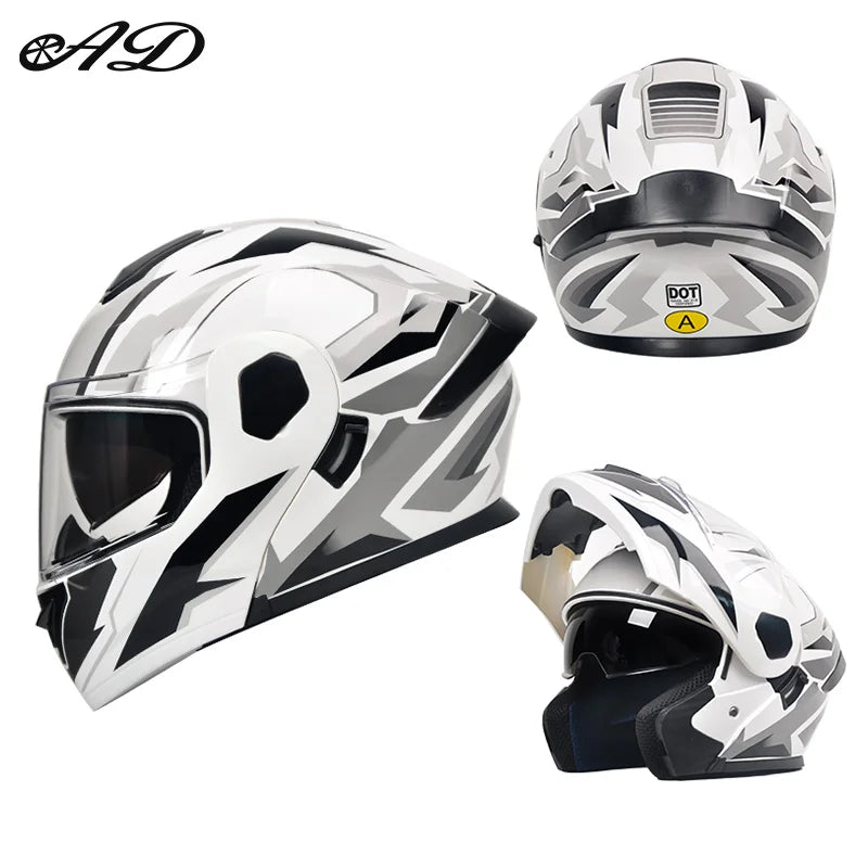 Dot Certified Ad Factory Open Face Motorcycle Helmet with Dual Visor Crash-Resistant Abs Motocross Riding Motorcycle Helmets