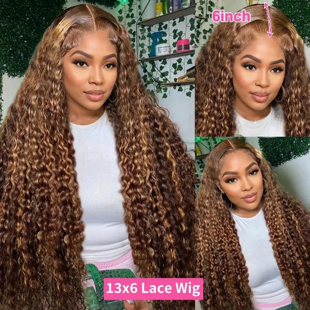 30 32 Highlight Deep Wave Hd Lace Frontal Wig 13x6 Honey Blonde Human Hair Wig Brazilian #4/27 Wet And Wavy Curly Wigs For Women