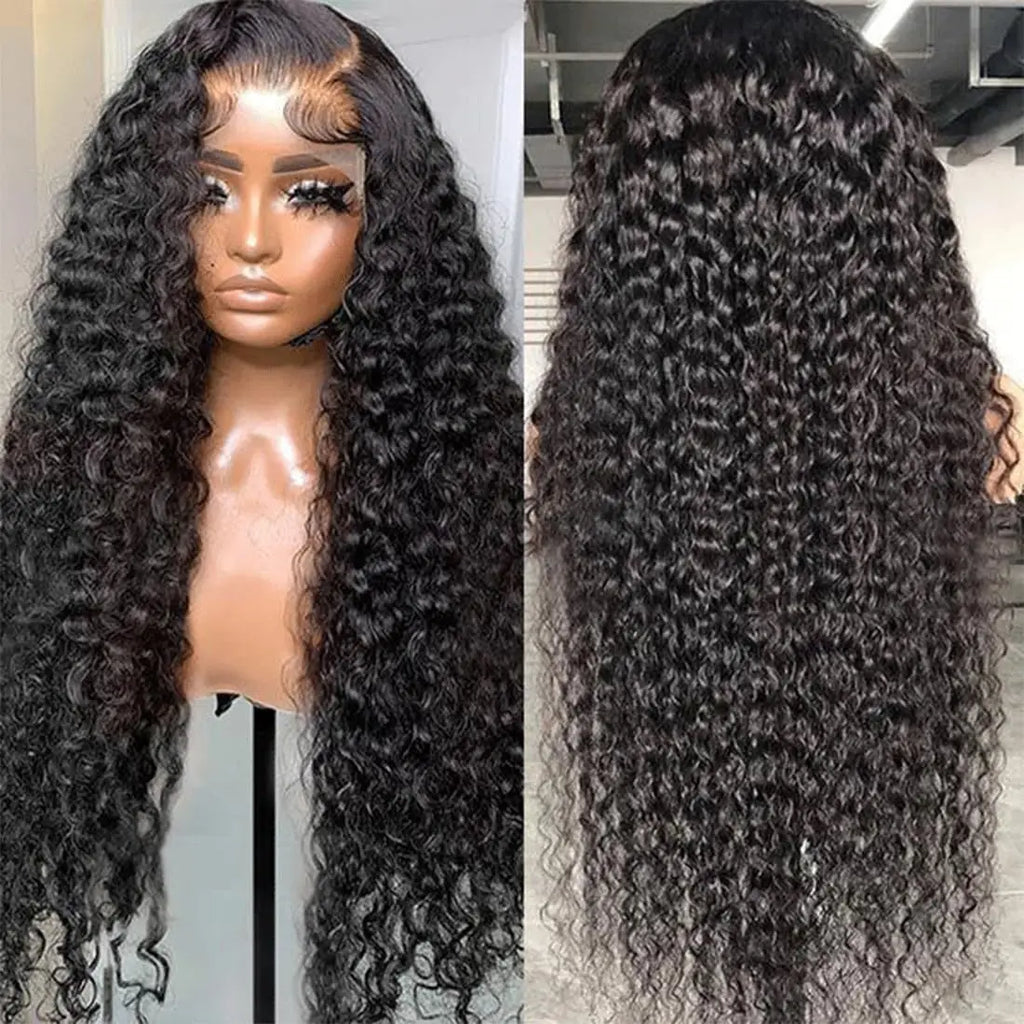 Deep Wave 40 30 inch 13x6 HD Transparent Lace Front Human Hair PrePlucked Brazilian Deep Wave Lace Frontal Wig with Deep Hair