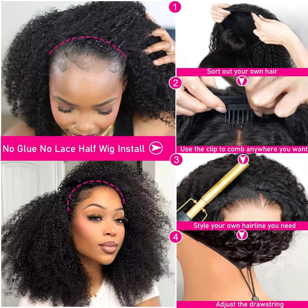 Half Wigs Human Hair Curly Human Hair Wig Short Human Hair Wigs Kinky Curly Wigs Human Hair Short Wig Brazilian Hair Wigs