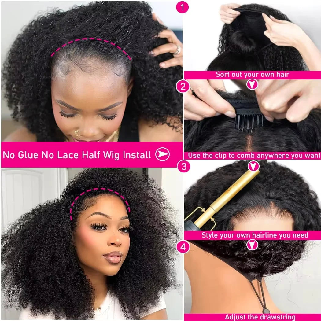Half Wigs Human Hair Curly Human Hair Wig Short Human Hair Wigs Kinky Curly Wigs Human Hair Short Wig Brazilian Hair Wigs