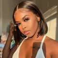 250% Density Short Bob 13x4 HD Lace Front Human Hair Wig PrePluck Brazilian Glueless Lace Frontal Closure Wig For Women Straight