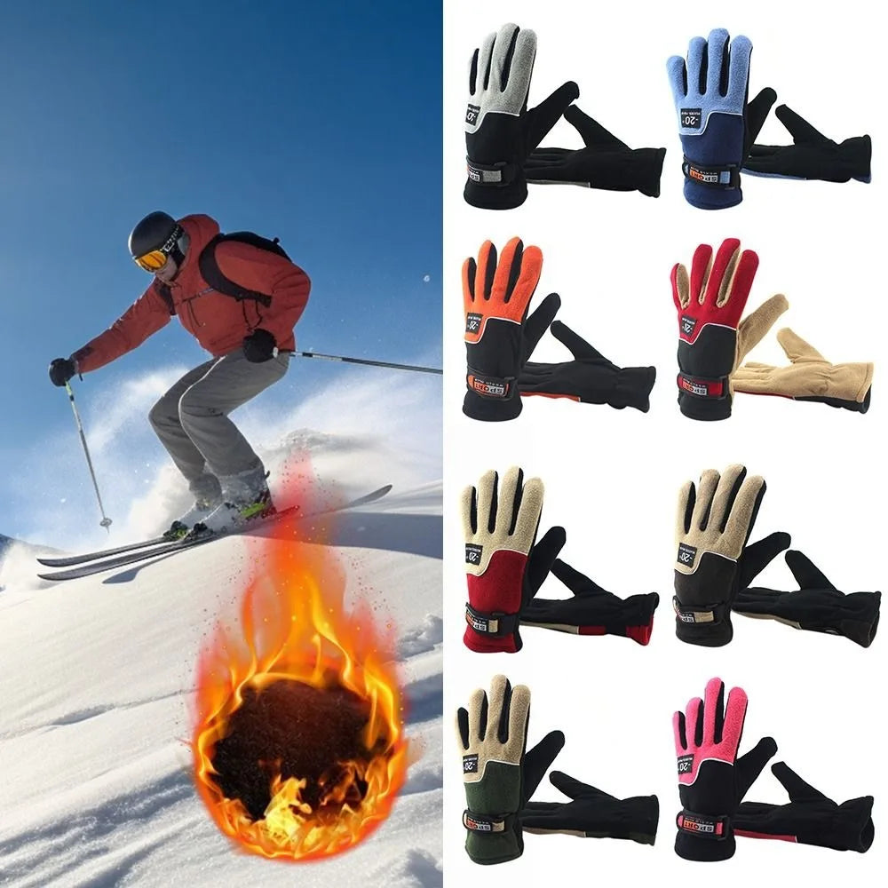Winter Warm Gloves Outdoor Skiing Cycling Outdoor Sports Five Fingers Mittens Plush Thickening For Men Warm Motorcycle Gloves