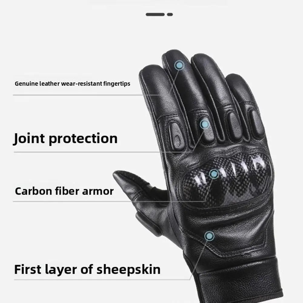 Leather Motorcycle Gloves Full Finger Touch Screen Guantes Moto Motorbike Riding Gloves Wear-resistant Motocross Gloves