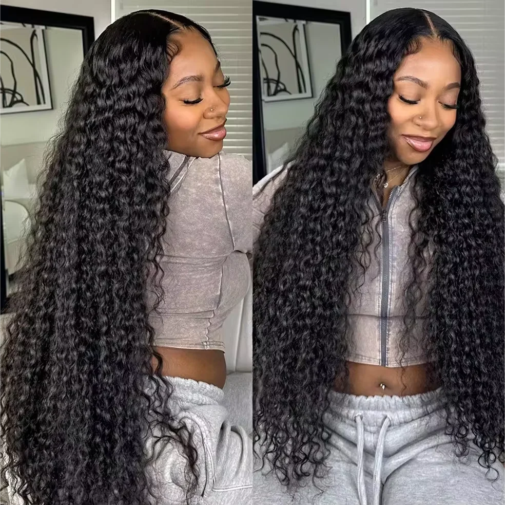 16-32 Inches Long Curly Brazilian Hair Wig For Women 200 Density V Part Wig Human Hair Natural Black V Shape Wig Hair Wigs
