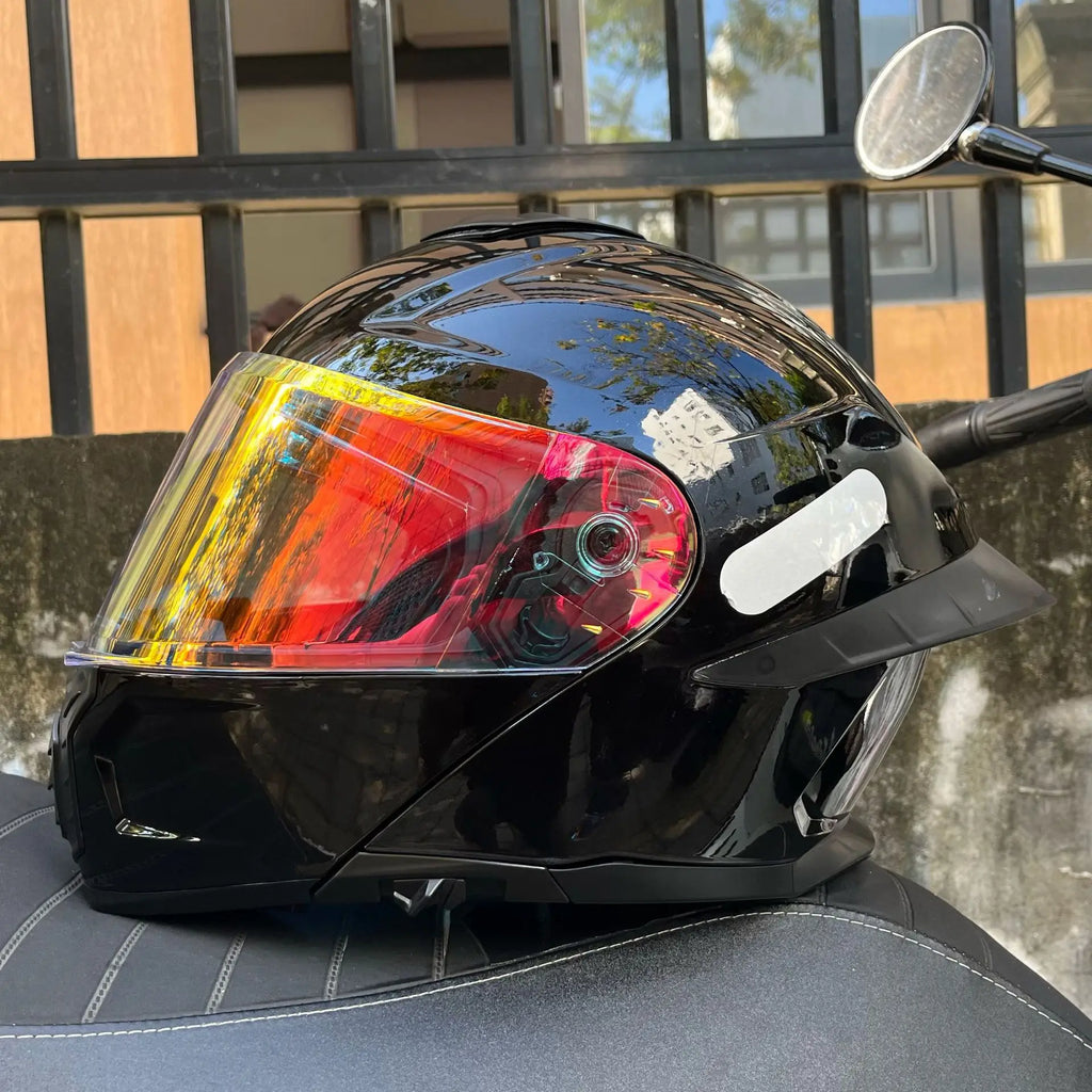 ORZ Motorcycle Helmet Dual Visor Modular Flip Up Full Face Helmet Cascos Para Moto Motocross Night Vision Lens DOT Approved