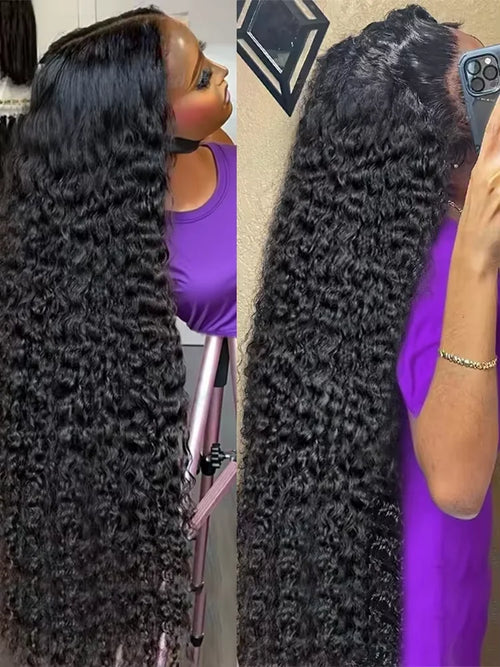 250% Density Brazilian Raw 30 32 inch 13x6 HD Lace Front Human Hair Wigs Deep Wave 13x4 Frontal Wigs Curly Glueless Closure Wigs