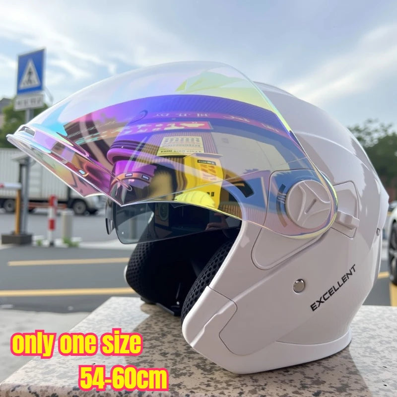 2025 Latest High Quality Motorcycle Helmet Half Covering Dual Lens Cascos para Motos Male Female Couple Capacetes de Moto