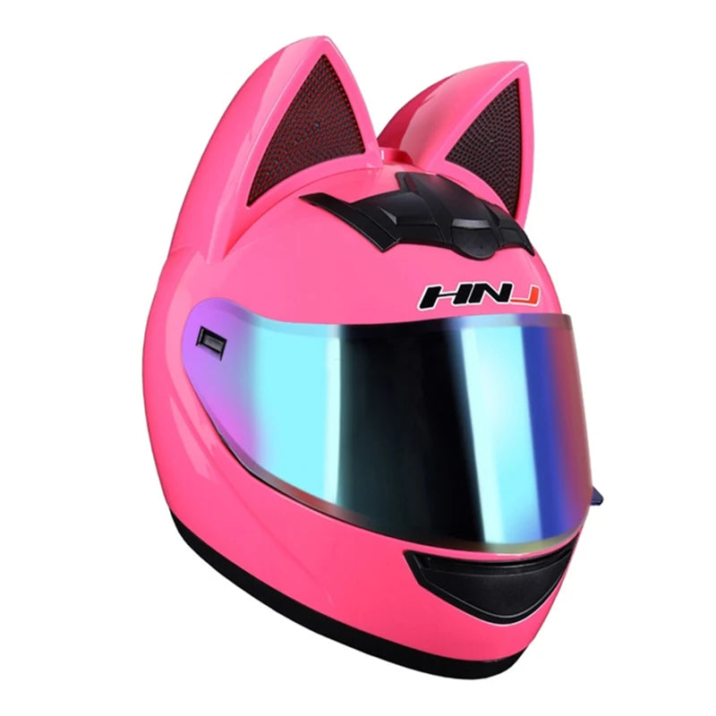 2022 Motorcycle Cat Ear Helmet Capacete Casque Full Face Helmet Women Moto Ear Helmets Personality Motorbike Helmet Motocross