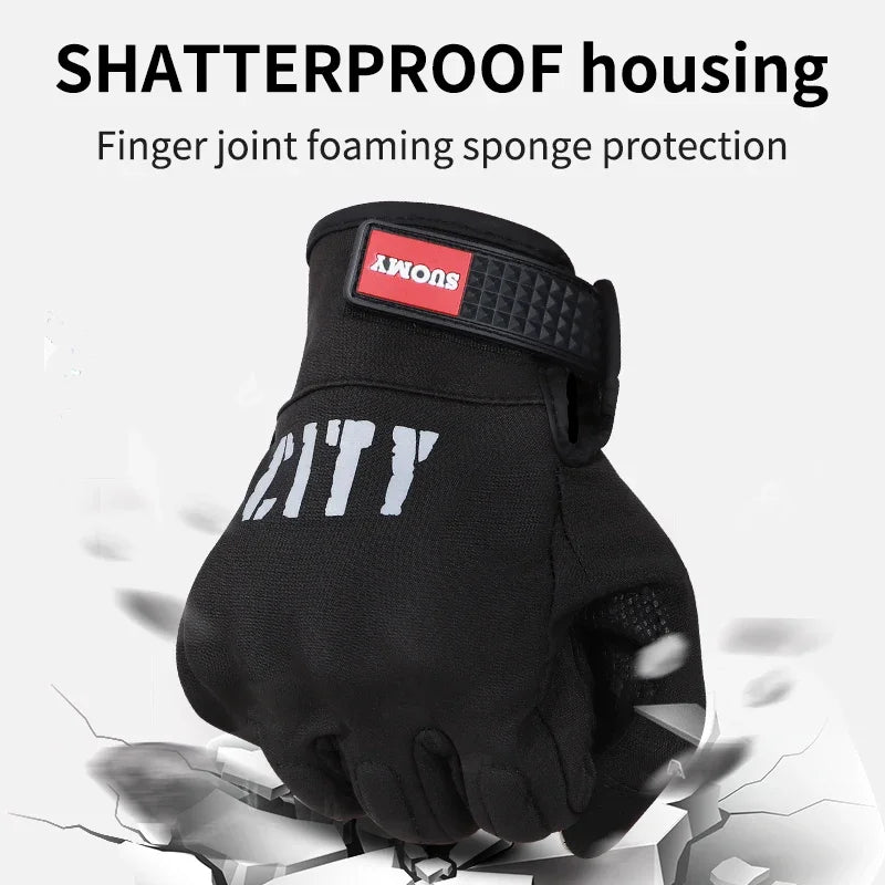 Autumn Winter Warm Windproof Men Women Ultra Thin SUOMY Motorcycle Riding Gloves Comfortable Anti-fall Black/Pink Moto Gloves