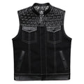 SOA Club Style Motorcycle Leather Vest Men Cowhide Denim Patchwork Waistcoat Sons of Anarchy Biker Vests Man Sleeveless Jacket