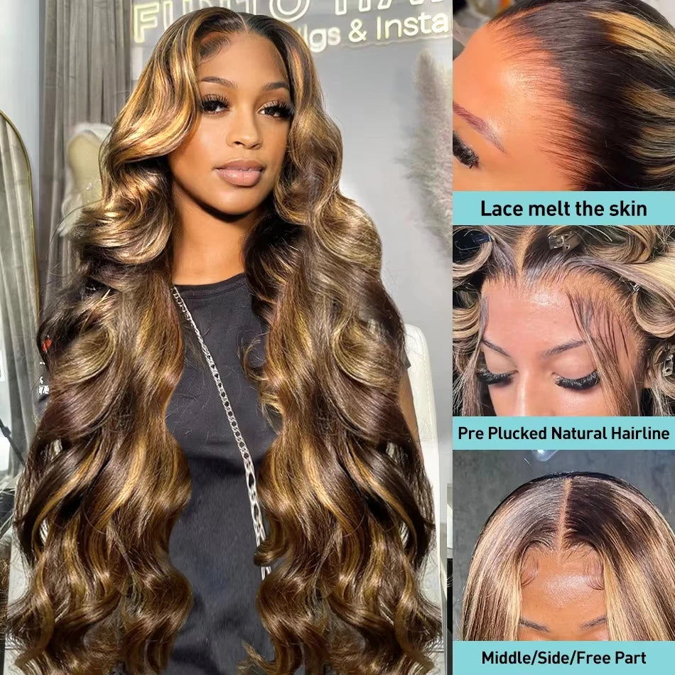 Havren Body Wave Lace Front Wig 13x6 Closure Wig 5x5 Hd Lace Highlight Wig Human Hair P4/27 1b/30 Highlight Wig Brazilian Hair