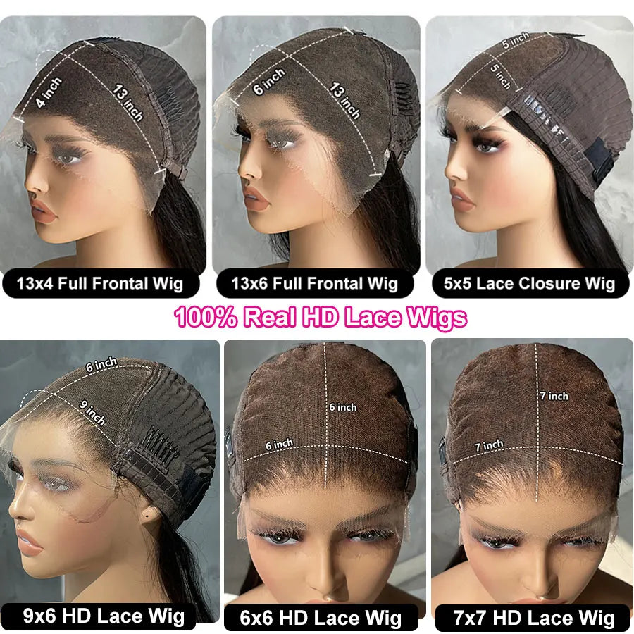 Eva 13x6 HD Lace Full Frontal Wig Silky Straight 180% Pre Plucked HD Lace Wig Invisible HD Lace Melt Skins Glueless Closure Wig