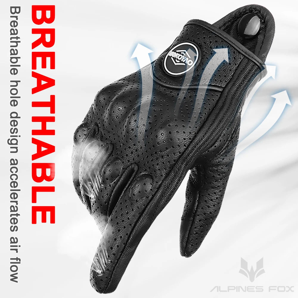 Goat Leather Motorcycle Gloves Men Women Retro Spring Summer Motorbike Waterproof Motocross Racing Street Riding Gloves
