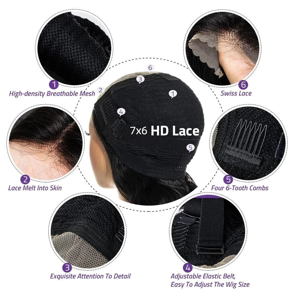 30 40 Inch 200 Density Long Straight 13x4 13x6 Full Frontal 360 HD Transparent Lace 7x6 Glueless Remy Human Hair Pre plucked Wig