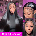 40 42Inch Human Hair Wigs Straight 13x4 13x6 Hd Transparent Lace Front Wigs Silky Straight Human Hair Pre Plucked With Baby Hair