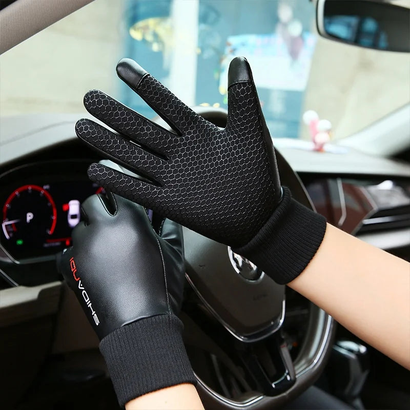 Motorcycle Fleece Lining Thermal Gloves Touch Screen Waterproof Full-finger Cover Motorbike Cycling Riding Snow Ski Warm Mittens