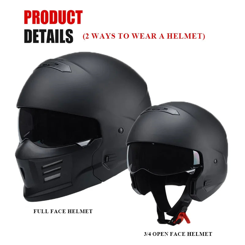 Scorpion Motorcycle Helmets ABS Retro Combination Full Face Helmet Built-in Lens Four Seasons Adult Men Women DOT Approved Moped