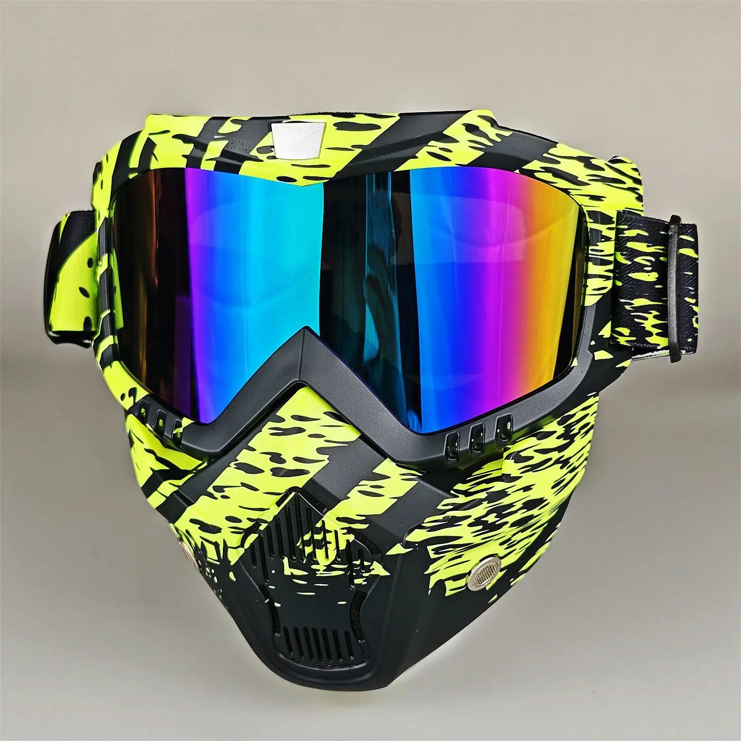 Motorcycle Glasses Riding Glases with Removable Face Mask, Removable Anti-fog Glasses, Mouth Filter, Adjustable Anti-slip Strap