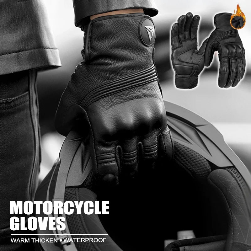 NEW Winter Warm Thicken Motorcycle Gloves Windproof Waterproof Leather Gloves Motorbike Touch Screen Moto Motocross Gloves