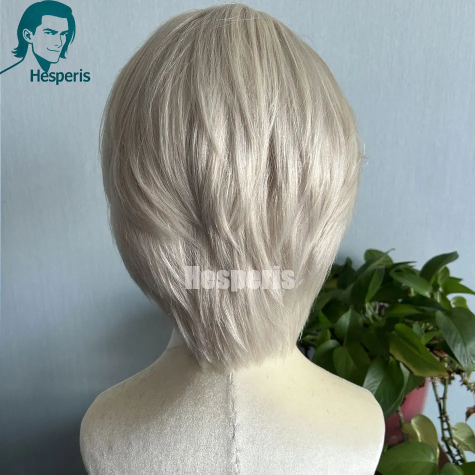 Hesperis 13x4 Human Hair Silver Blonde Wig With Side Part Cosplay Short Platinum Blonde Lace Front Transparent Glueless Wigs