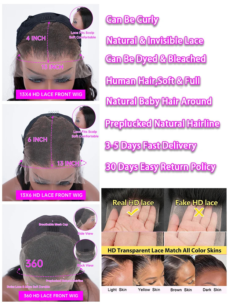 30 40 Inch Bone Straight Hd Transparent 13x6 Pre Plucked Lace Frontal Wig 13x4 360 Hd Lace Front Human Hair Wigs For Black Women
