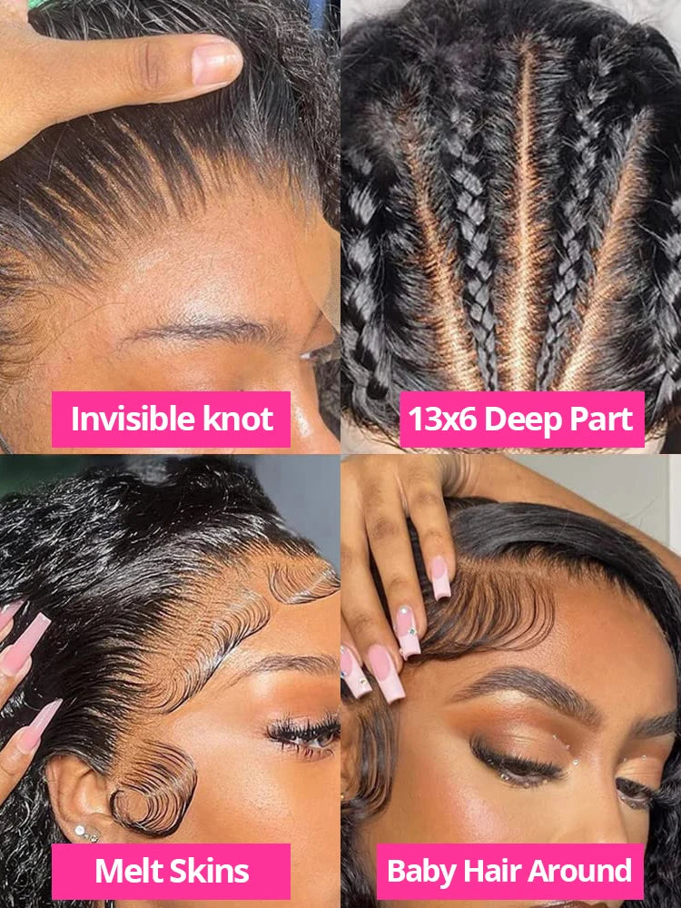 250% High Density 40 46inch Curly Wigs 100% Human Hair 13x4 13x6 HD Lace Frontal Wigs Human Hair Deep Wave Frontal Wigs on Sale