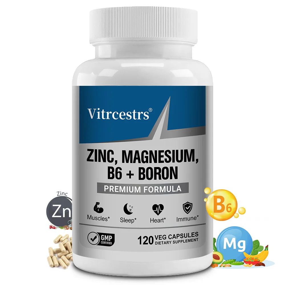 Magnesium Complex Capsules - boron/L-Threonate + Zinc D3 B6, High Absorption, Muscle Bone Brain Sleep Health, Anxiety Relief