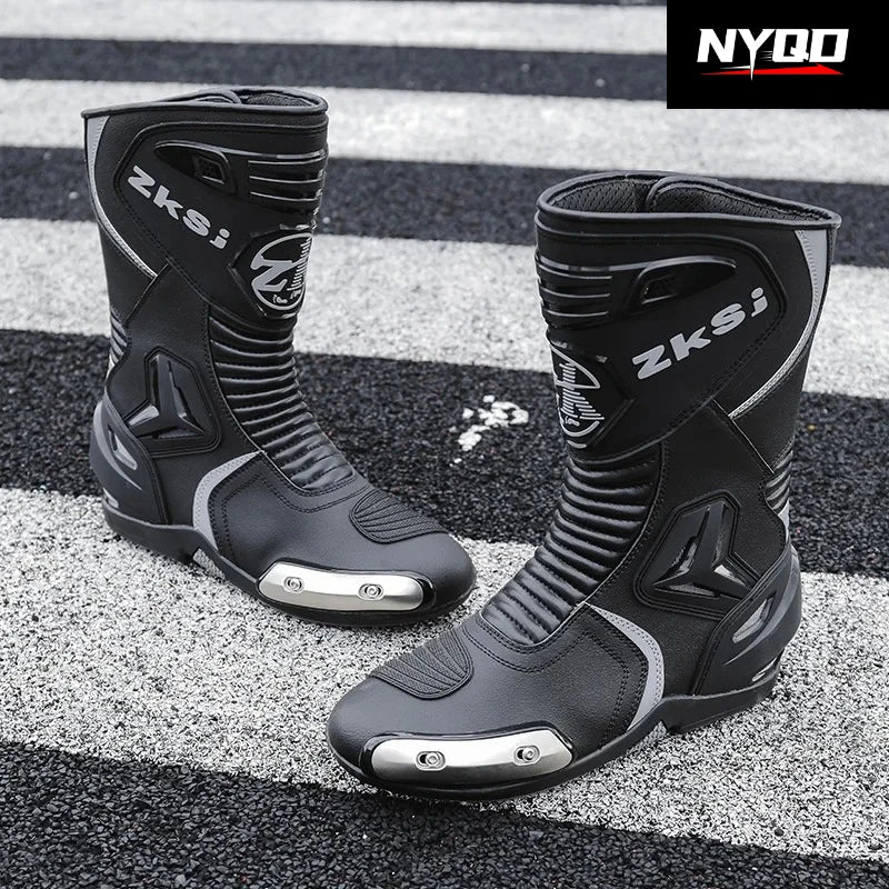 Mens Anti Slip Motorcycle Shoes Dirt Bike Boots Motobike Boots Sport Touring Protection Riding Gear Waterproof botas moto