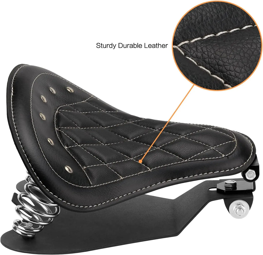 Motorcycle Drive Seat Bobber Solo Seat with Spring Base Mounting Bracket Kit Replacement for Harley Davidson Sportster XL 883 12