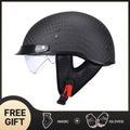Light Weight 12K Gloss Black Carbon Fiber Scooter Motorcycle Half Face Helmet Motobike Helmet Inner Dark and Clear Lens