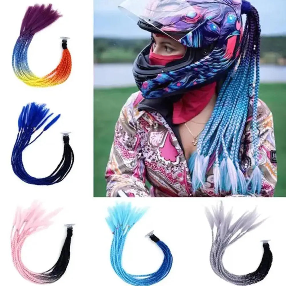 Helmet Braids Pigtails Motorcycle Helmet Braid Ponytail Motorbike Riding Helmet Pigtails Braids For Women Men Children