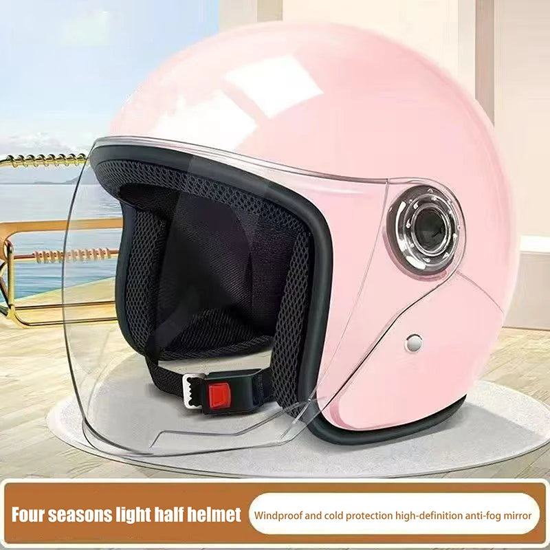1 Piece Men Woman Electric Riding Lens Helmet Four Seasons Comfortable Ventilation Adjustable Motorcycle Safety Helmet