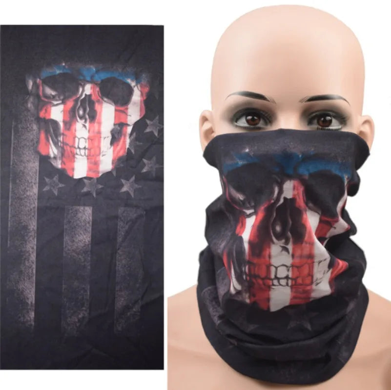 Multifunctional Unisex Windproof Skull Bandana for Motorcycle Riding, Skiing, and Parties.
