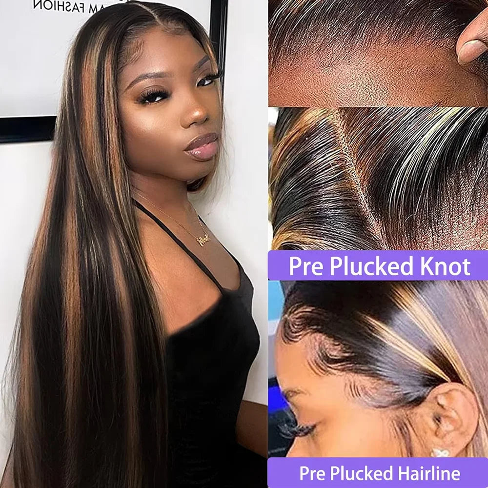40 46 Inch Straight Wigs Highlight Colorful Human Hair 13x4 13x6 HD Transparent Lace Front Wig FB/30 Pre Plucked Brazilian Wigs