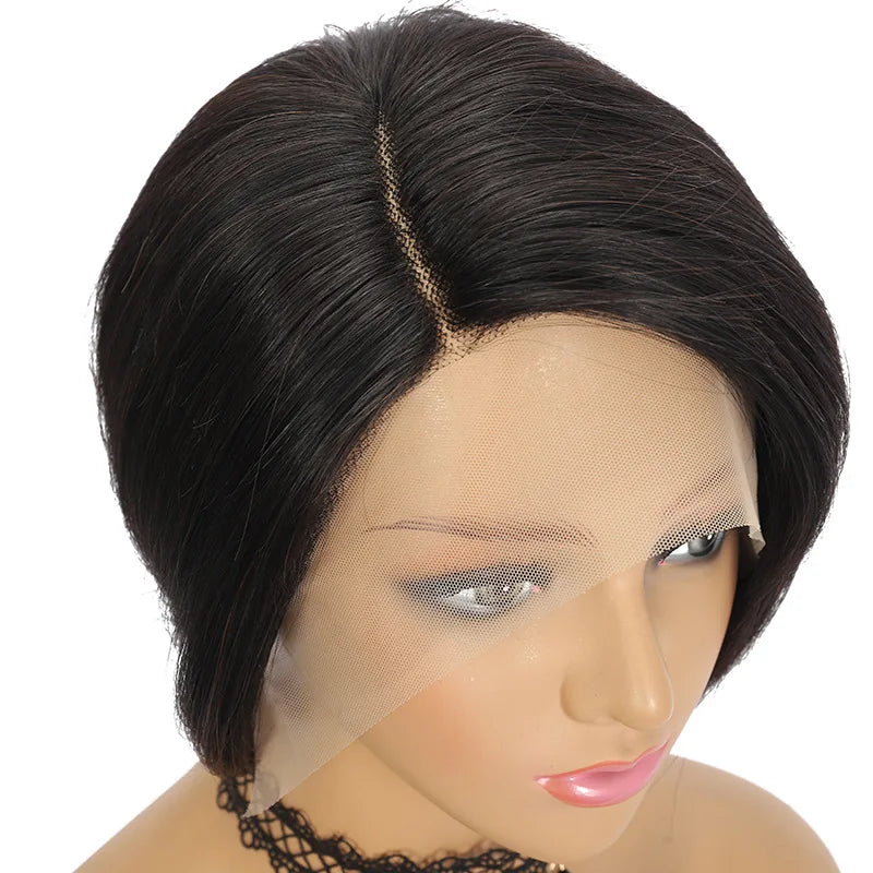 Short Pixie Cut Wigs Human Hair 13x4x1 Side Part Bob Lace Front Human Hair Wigs for Women Straight Hair Remy  T Part Lace Wigs
