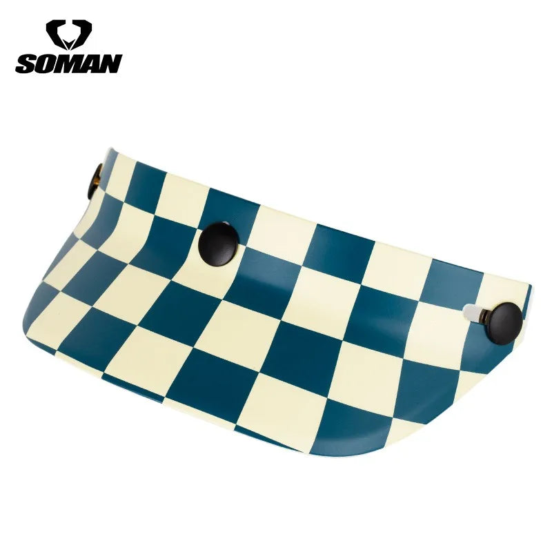 Motorcycle Half Helmet Brim Retro Three-button Locomotive Sunshade Visor Small Helmet Body Lens Accessories