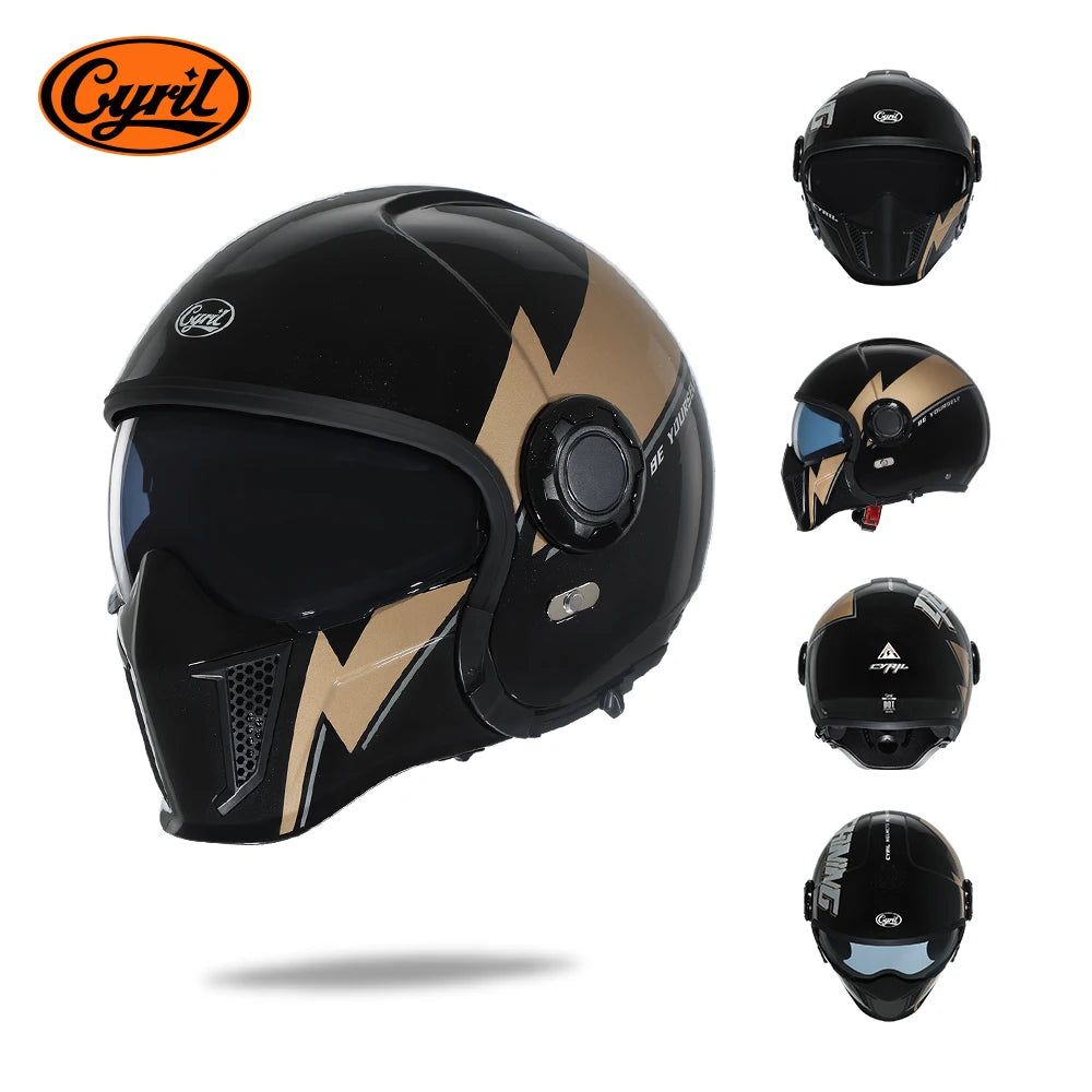 CYRIL Motorcycle Helmet Full Face Open Face Helmets 3/4 Men Women Modular Dual Visor Helmet For Motorcycle ECE DOT Approved