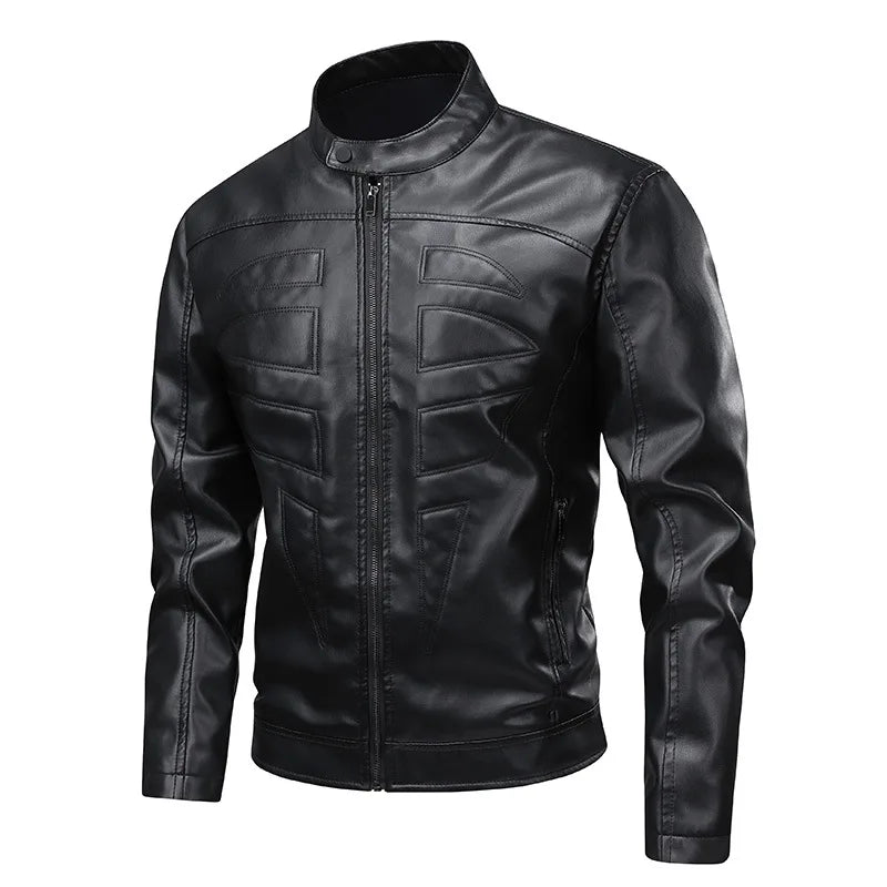 PU leather jacket 2026 spring and Autumn men's stand-up collar leather jacket Motorcycle jacket men's coat motorcycle vest 오토바이