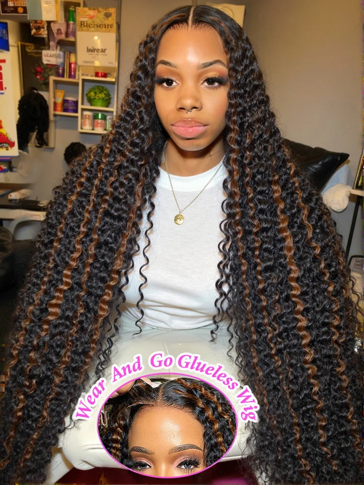 5x5 Glueless Wig Deep Wave 13x4 Lace Front Wigs Human Hair 1B/30 Ombre Colored 13x6 Lace Front Wig Highlight Curly Wig For Women