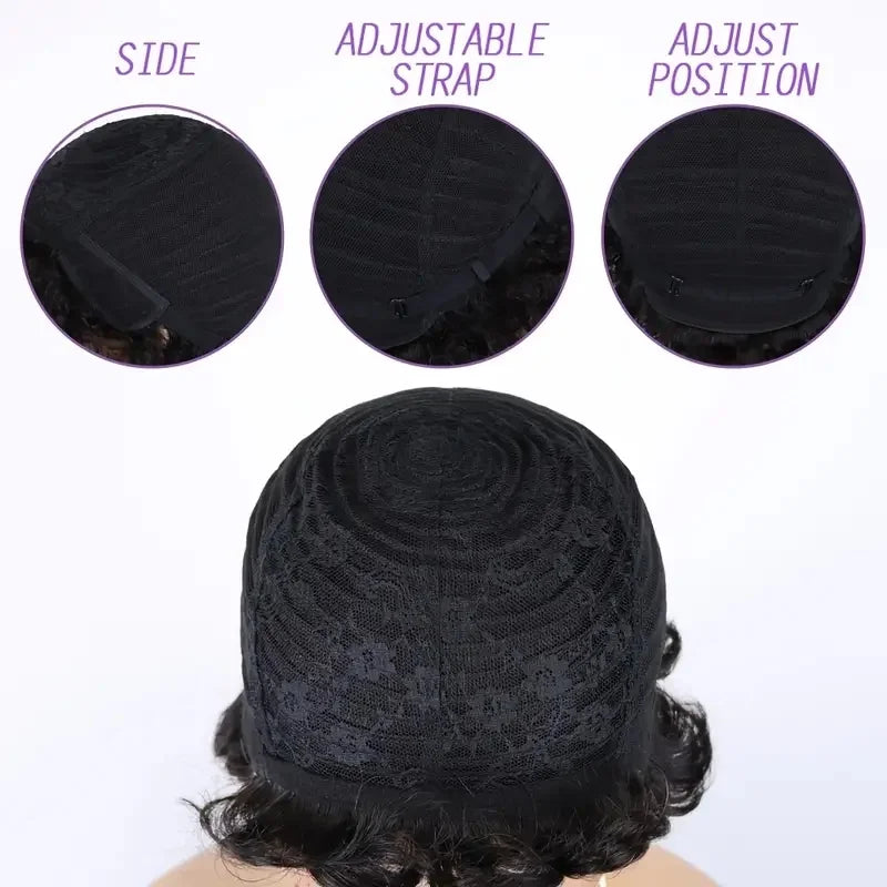 Short Curly Pixie Cut Wigs for Women Human Hair Full Machine Made 99j Color Pixie Cut Wig Easy to Style Celebrity Inspired