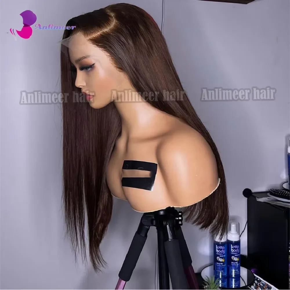 360 Lace Front Wigs Dark Brown Pre Plucked Straight Chocolate Brown Colored 100% Human Hair Wigs 5x5PU Closure Wigs Human Hair