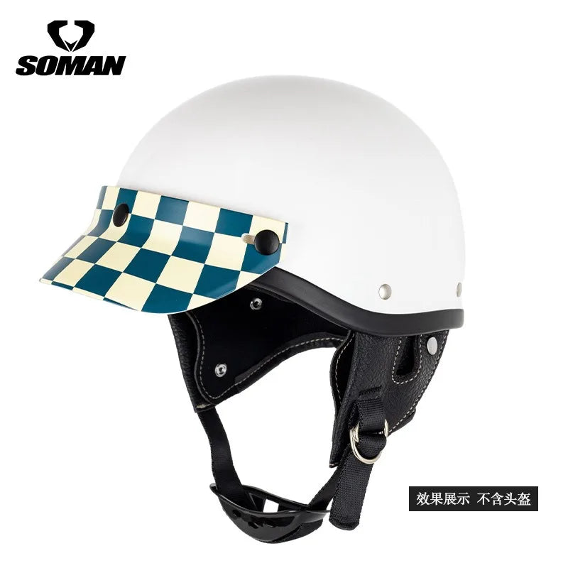Motorcycle Half Helmet Brim Retro Three-button Locomotive Sunshade Visor Small Helmet Body Lens Accessories