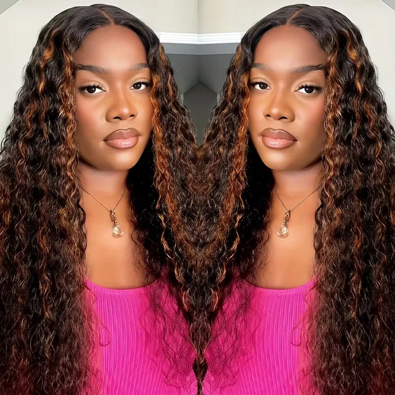 5x5 Glueless Wig Deep Wave 13x4 Lace Front Wigs Human Hair 1B/30 Ombre Colored 13x6 Lace Front Wig Highlight Curly Wig For Women