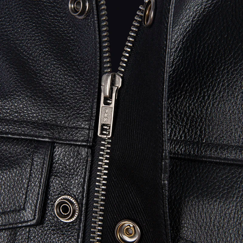 Harley Motorcycle Gang Leather Vest Top Layer Cowhide Jaet Riding Vest Genuine Leather Svel oulder Pad Youth Faion