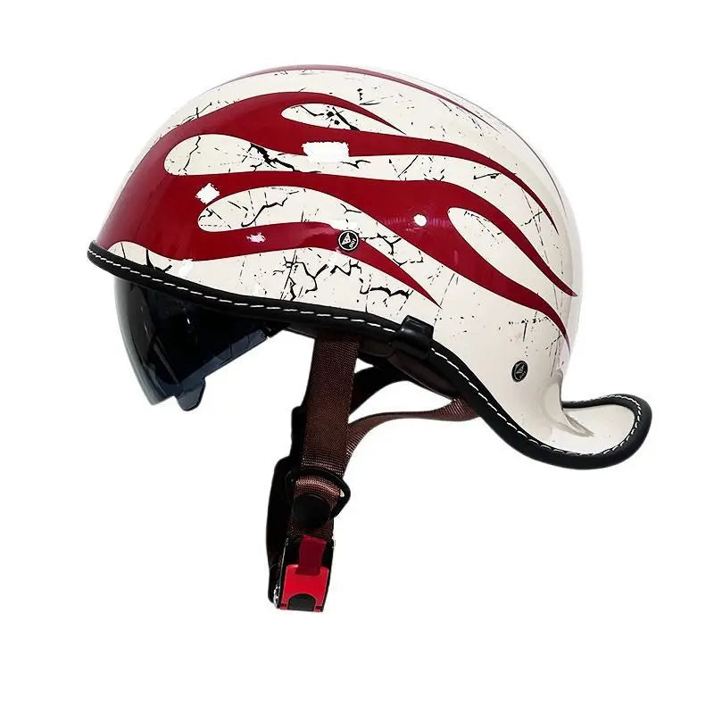Retro Motorcycle Helmet Casco Moto Half Helmet German Classic Retro Cruise Helmet Capacete De Moto with HD Visors Four Seasons