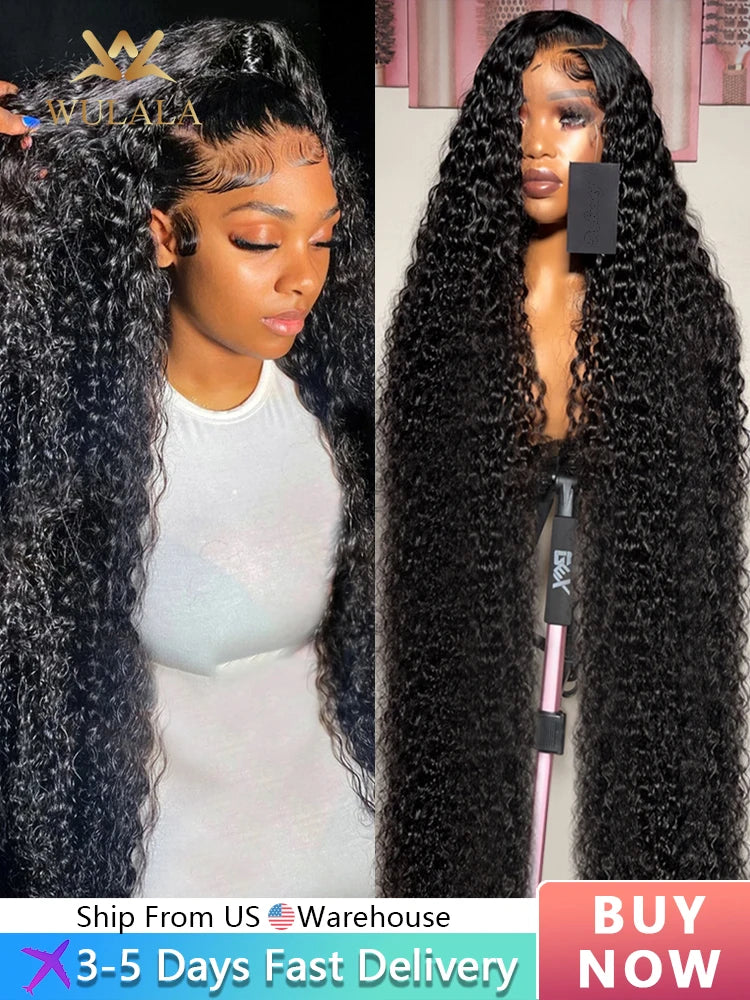 Water Deep Wave Lace Frontal Wig 13x4 13x6 360 Hd Curly Human Hair 30 40 46 Inch Lace Front Wigs For Black Women PrePlucked Lace